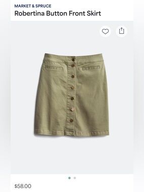 Market & Spruce Robertina Button-Front Mini Skirt in Olive
